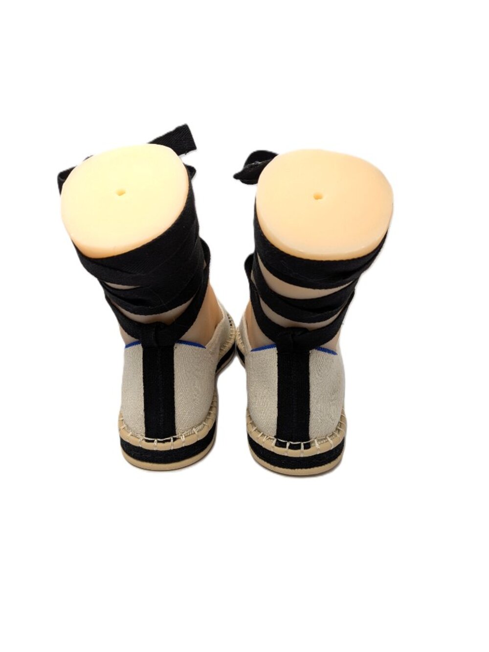 NWOT Rothy's Cream Black Espadrille Flats Ankle Wrap Laces 9.5 Sustainable - Picture 9 of 11